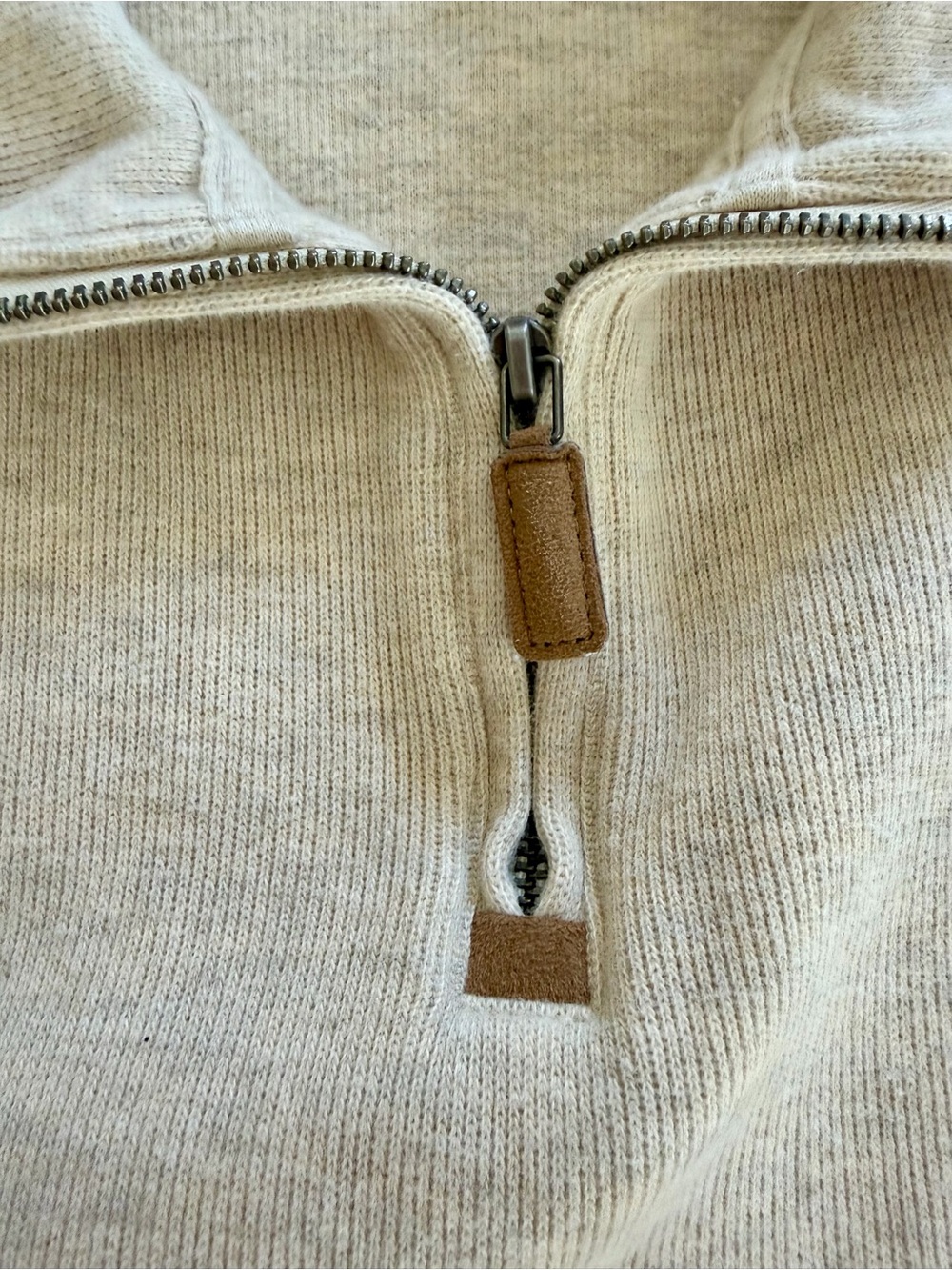 Polo Ralph Lauren 1/4 Zip Mens Oatmeal Beige Cotton Pullover Sweater Size XL - Picture 7 of 11